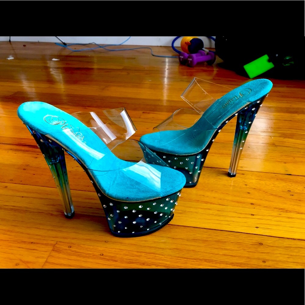 Pleaser 6.5” heels with rhinestones. New.